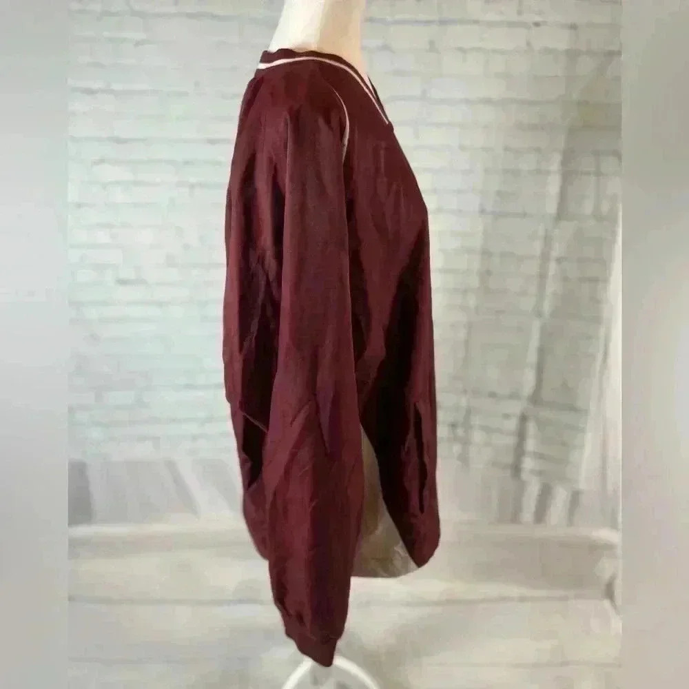 Champion Vintage 90s Adult M Pullover V-Neck Windbreaker Lined Jacket Maroon red - Picture 4 of 16